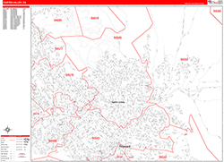 Castro Valley Wall Map Zip Code Red Line Style 2026